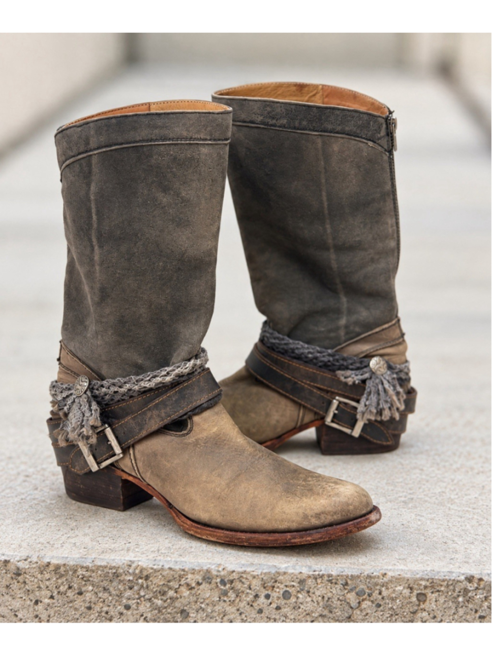 Corral Indie Spirit Brown Distressed Leather Biker Riding Boot Womens 9 Cowgirl